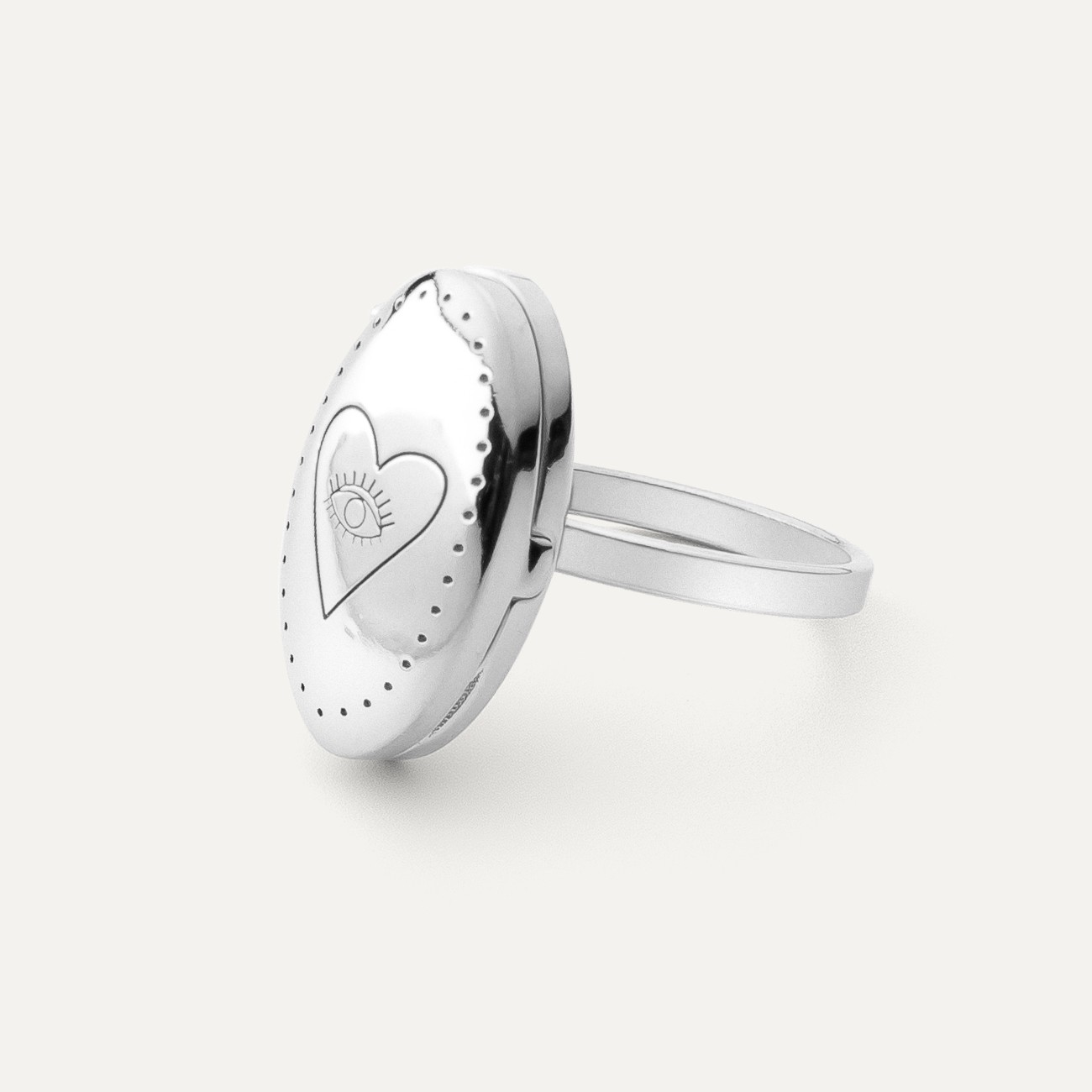 Locket pendant ring, sterling silver 925