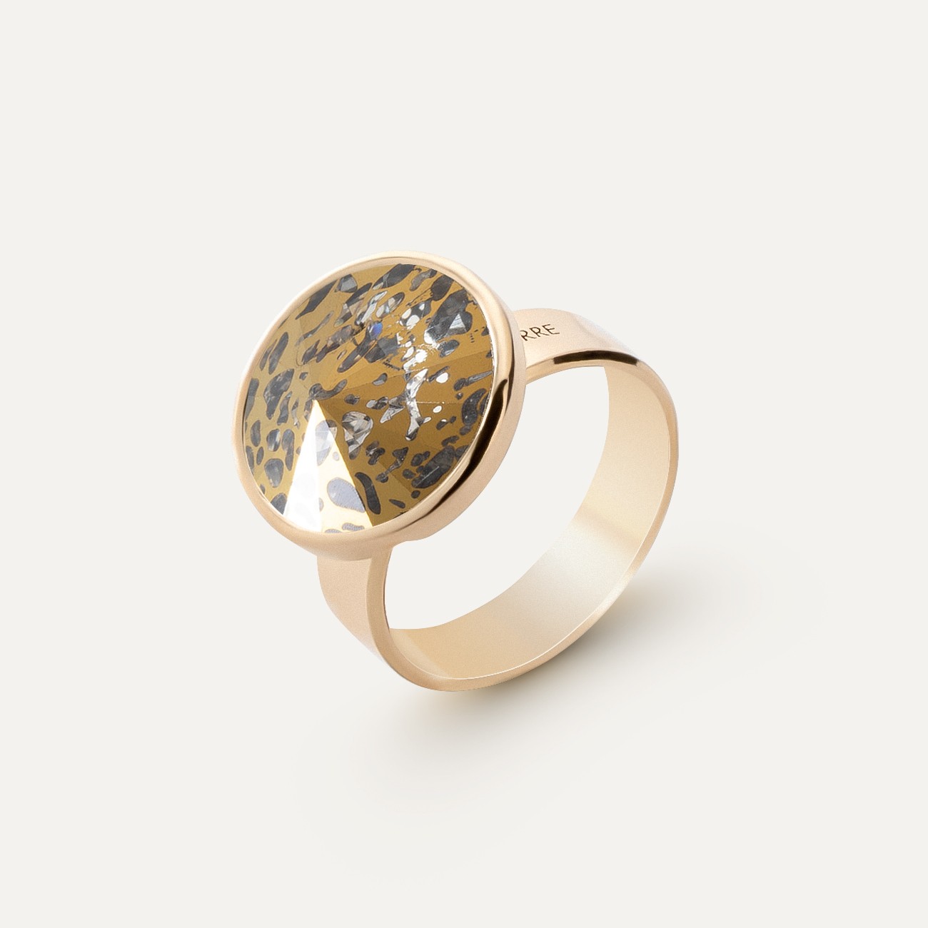 Pierścionek z kryształem GAVBARI golden patina, Srebro 925