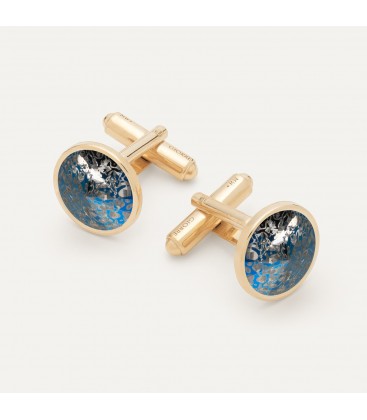 Silver cufflinks with GAVBARI crystal - Blue Patina
