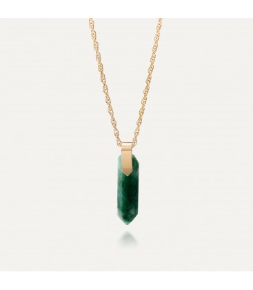 Silver necklace - icicle, green aventurine