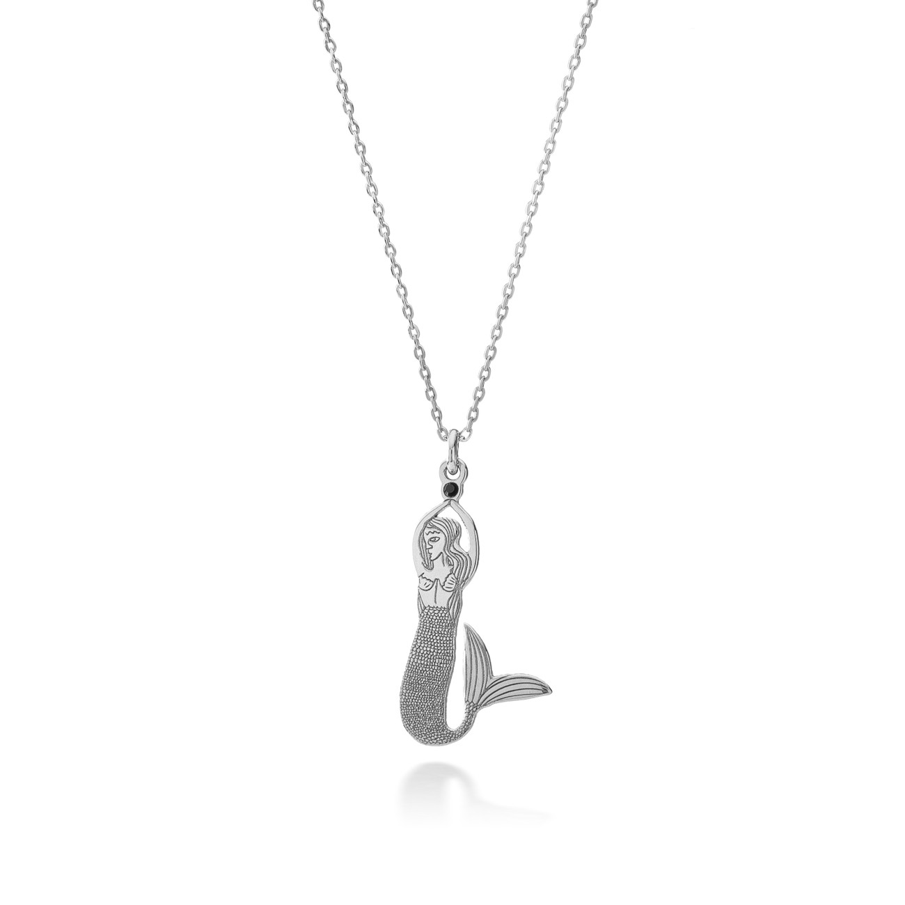 Silver mermaid necklace with crystal, AUGUSTYNKA x GIORRE
