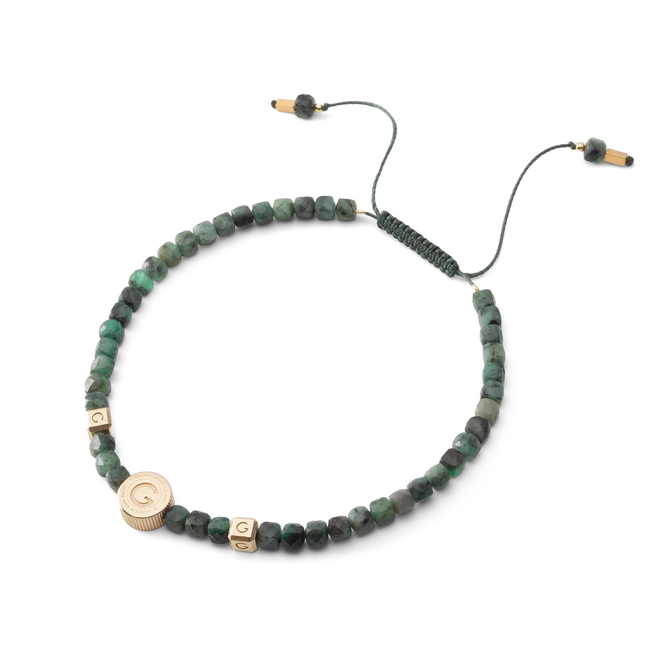 Silver anklet with natural stone - emerald