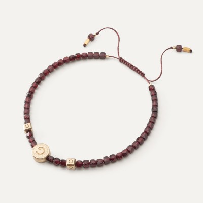 Silver anklet with natural stone - garnet