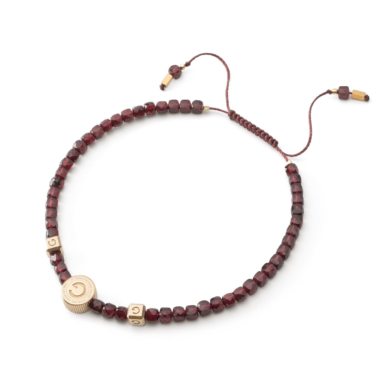 Silver anklet with natural stone - garnet