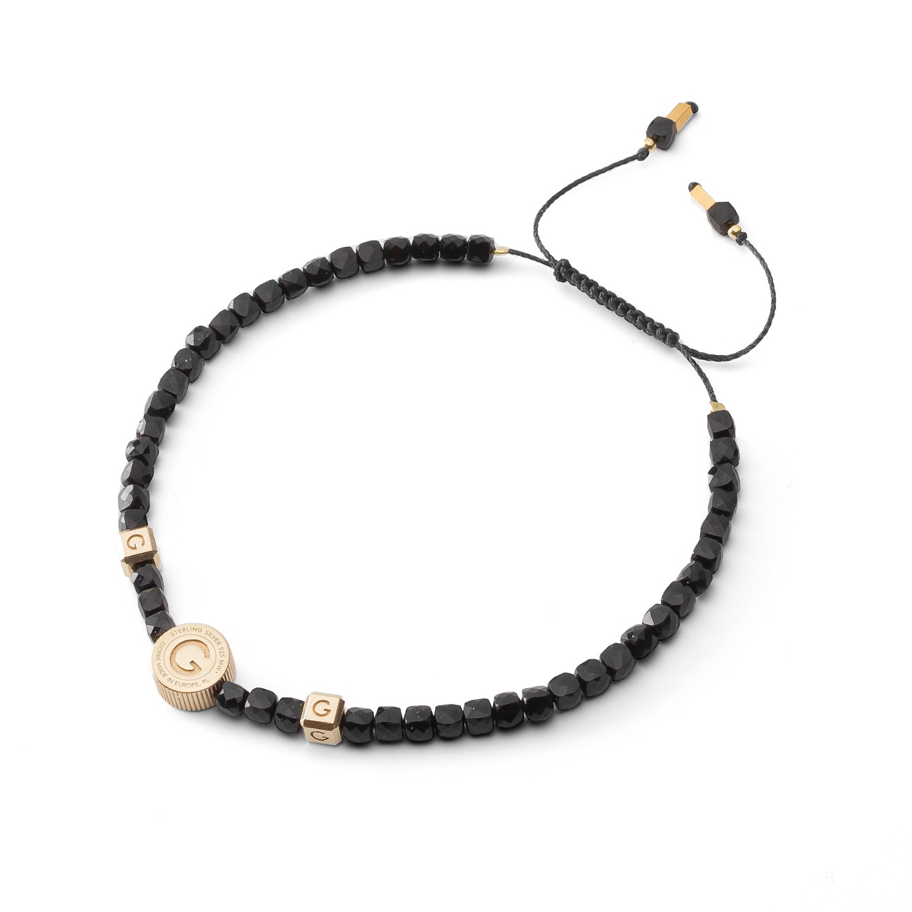 Silver anklet with natural stone - black spinel