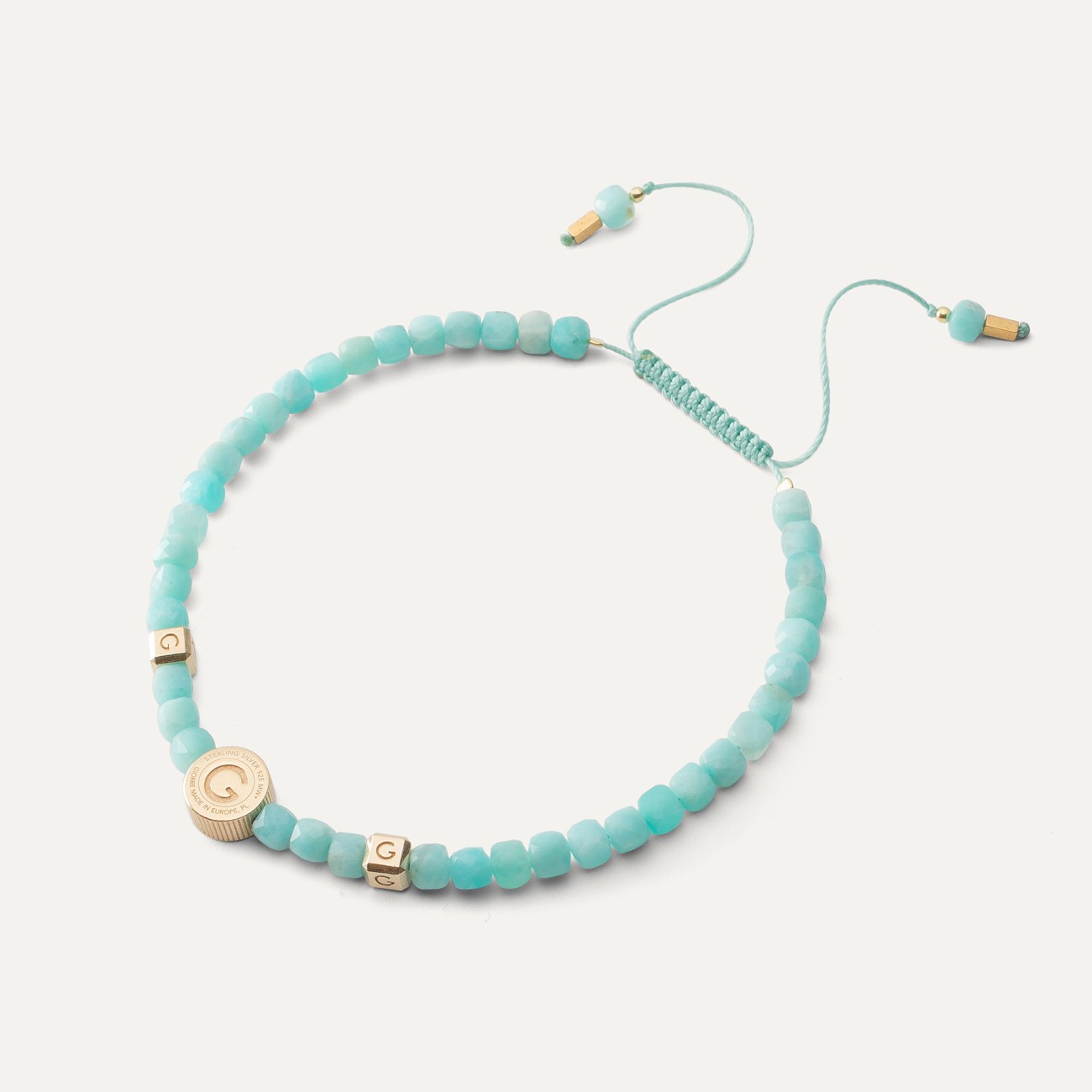 Silver anklet with natural stone - amazonite
