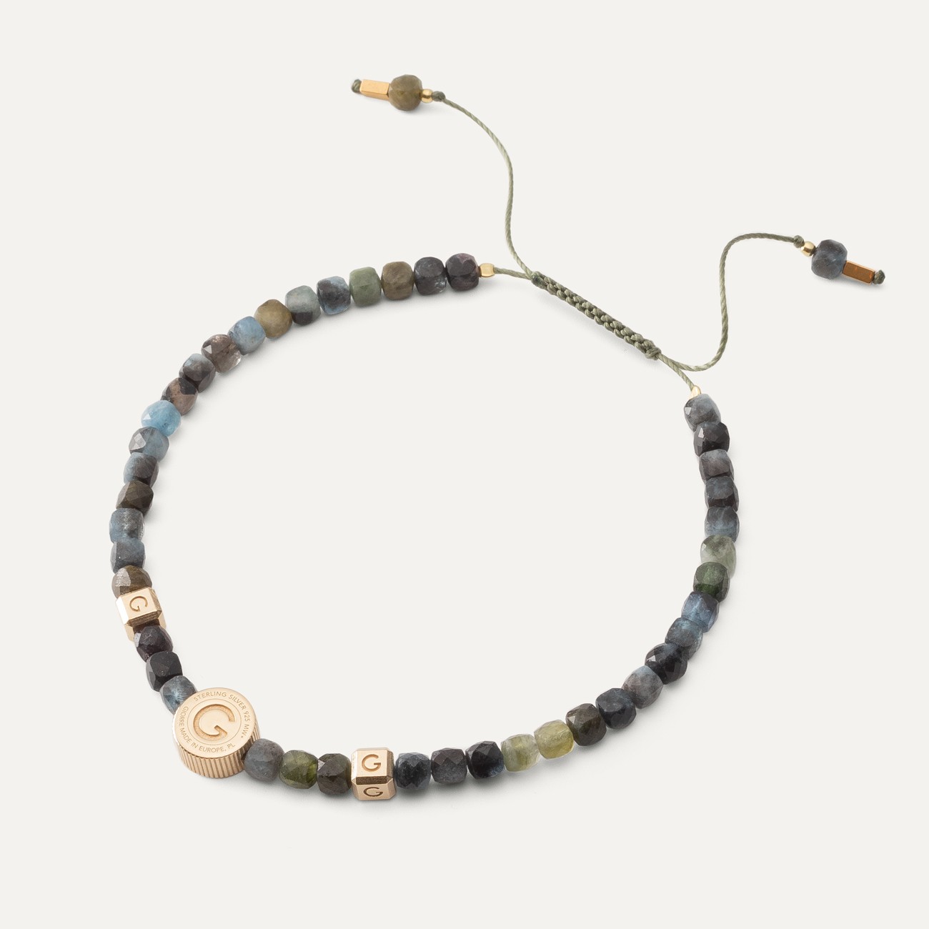 Silver anklet with natural stone - multicolored aquamarine