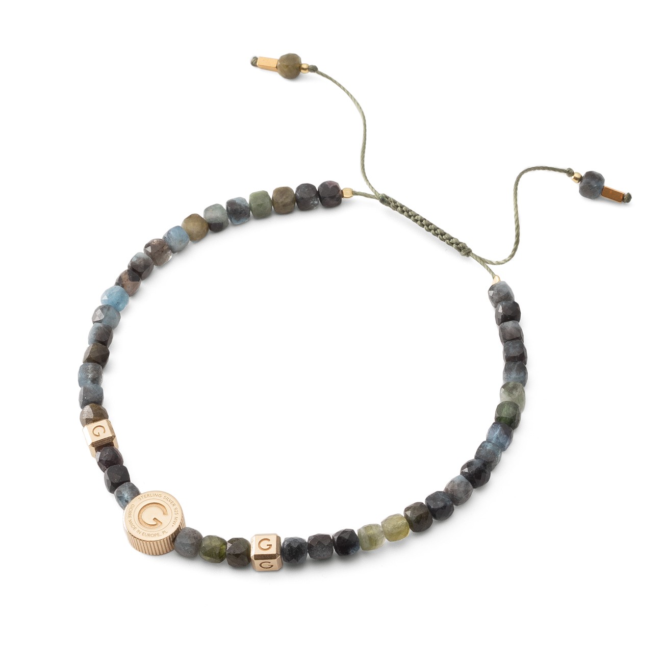Silver anklet with natural stone - multicolored aquamarine
