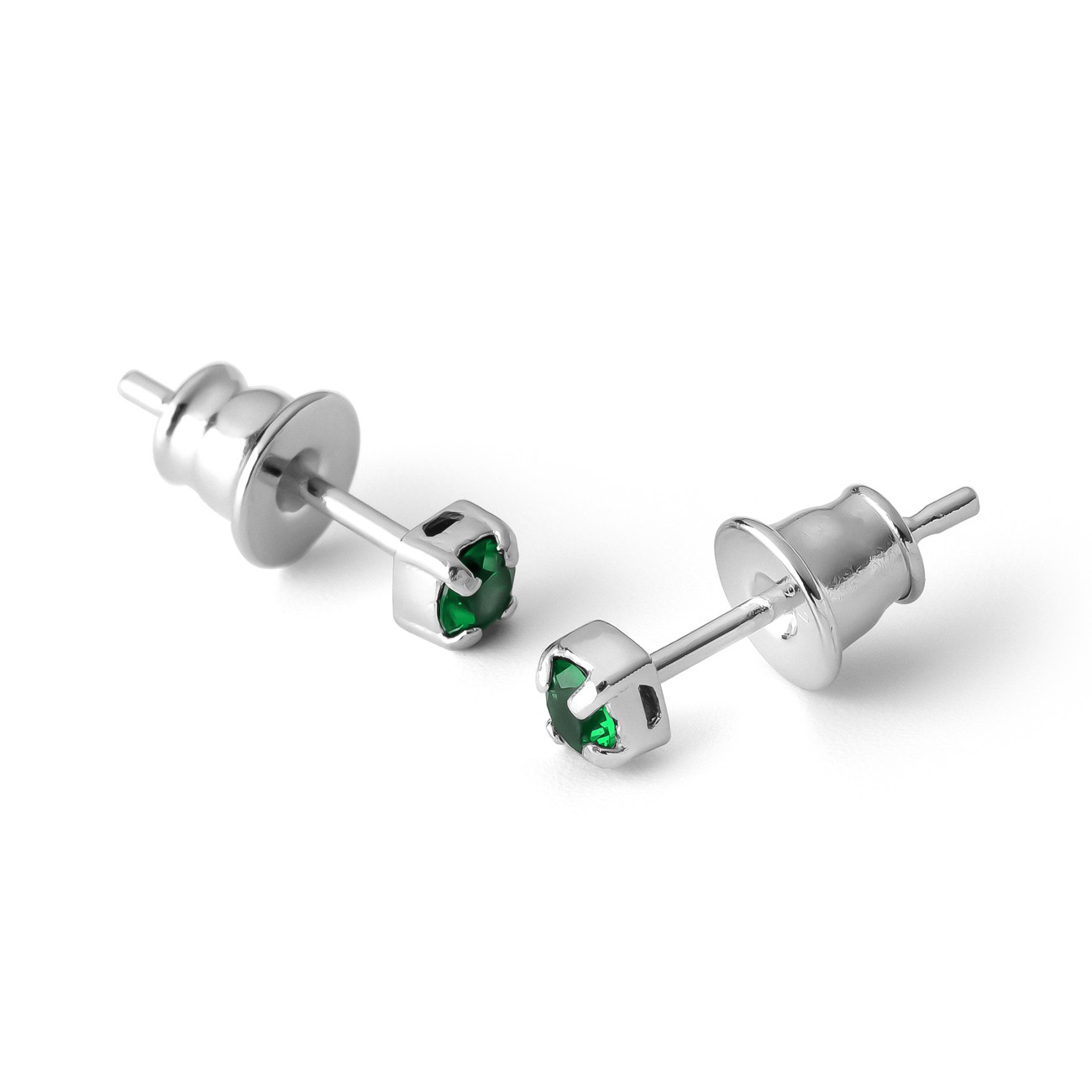 Silver earrings Nano green 3mm sterling silver 925