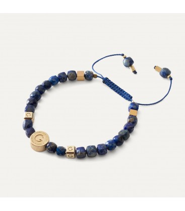 Bracelet with lapis lazuli stone, sterling silver 925 gold plated