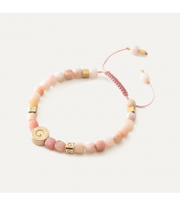 Armband mit naturstein - rosa opal, sterling silber 925 vergoldet