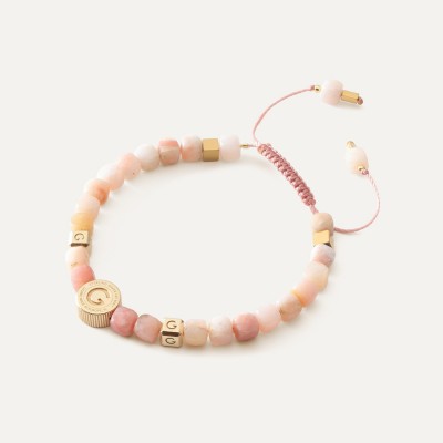 Armband mit naturstein - rosa opal, sterling silber 925 vergoldet