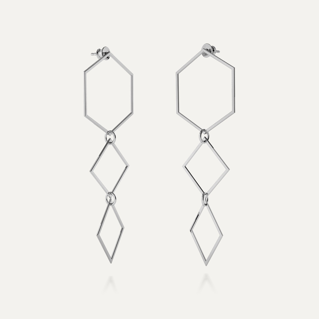 Long geometric earrings sterling silver 925