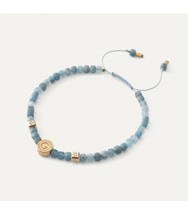 Aquamarine anklet, sterling silver 925 gold plated