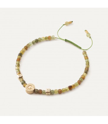 Anklet with green garnet, sterling silver 925 gold plated