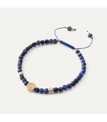 Anklet with lapis lazuli stone, sterling silver 925 gold plated