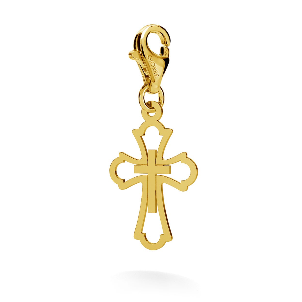 CHARM 59, OPENWORK CROSS, SILVER 925,  RHODIUM OR GOLD PLATED