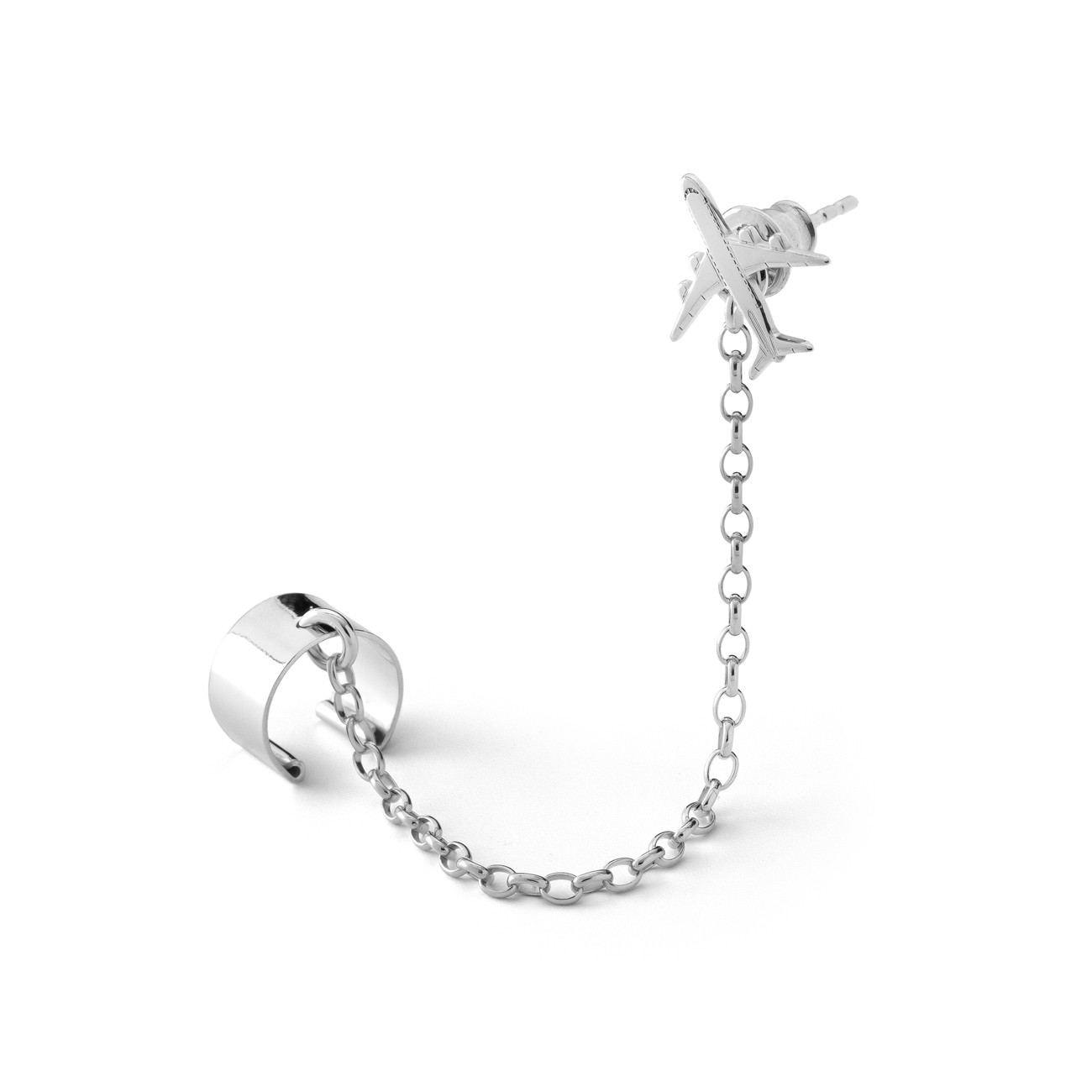 Chain Ear cuff - plane, sterling silver 925