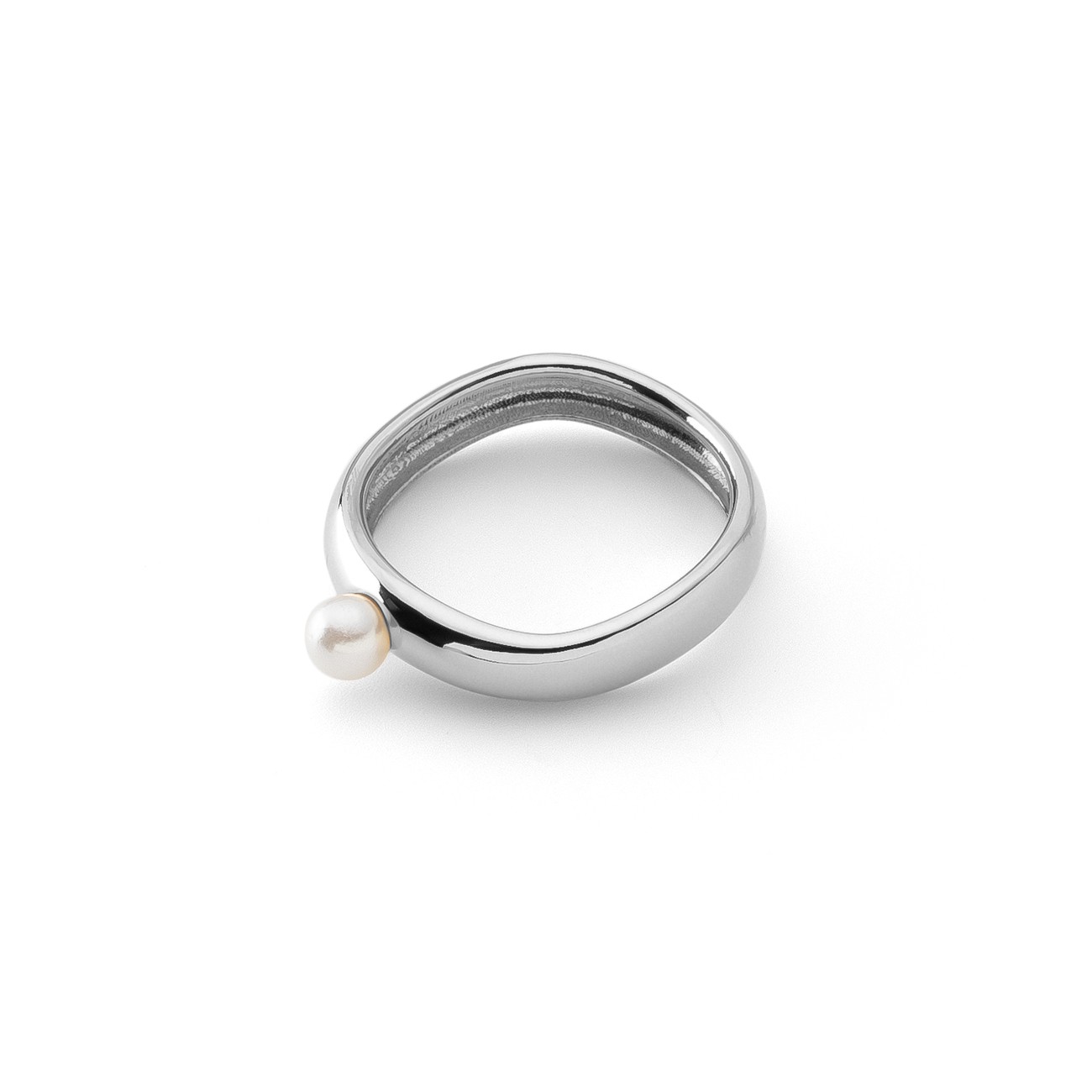 Wave ring with pearl, sterling silver 925