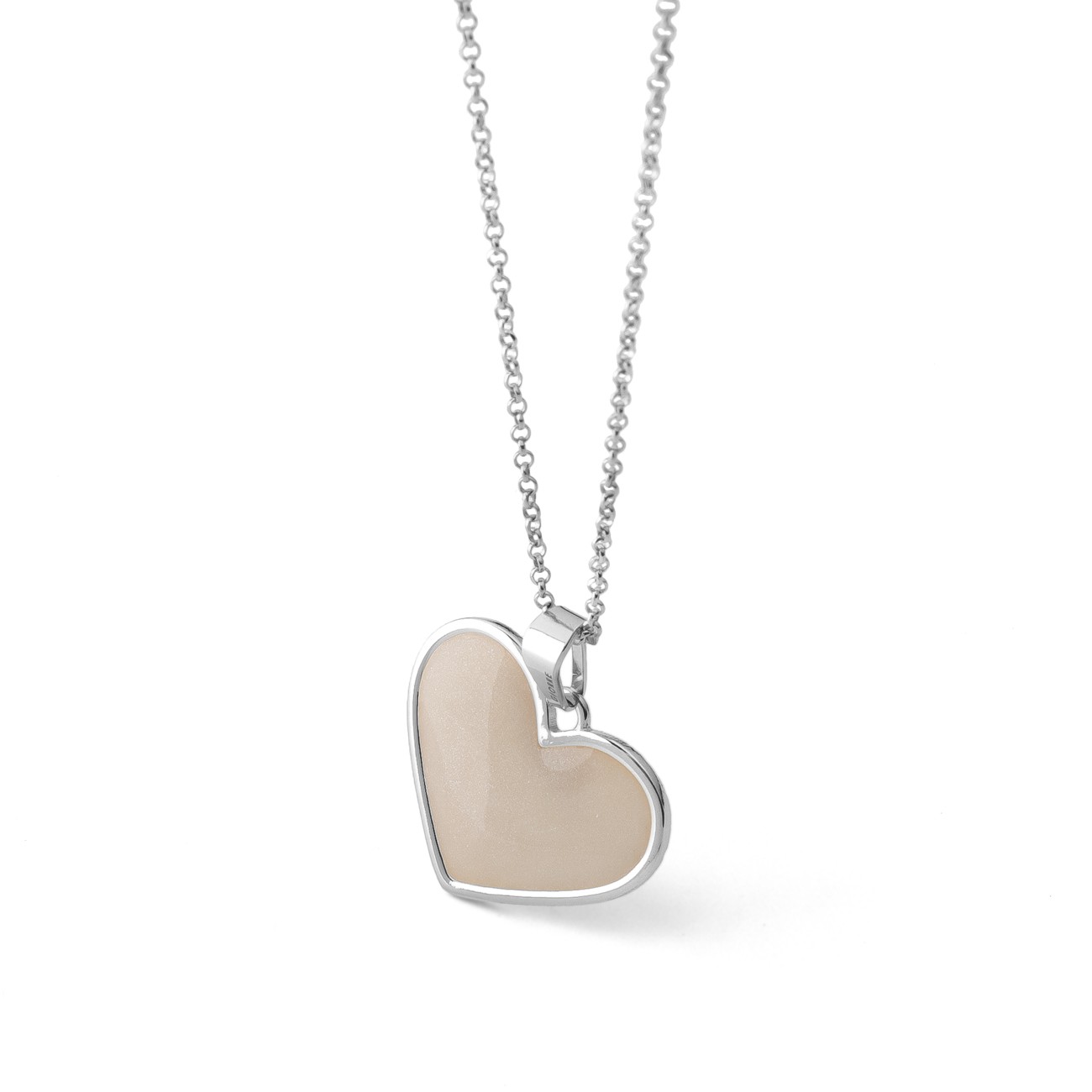 Weißem Herz-Halskette aus Harz, silber 925