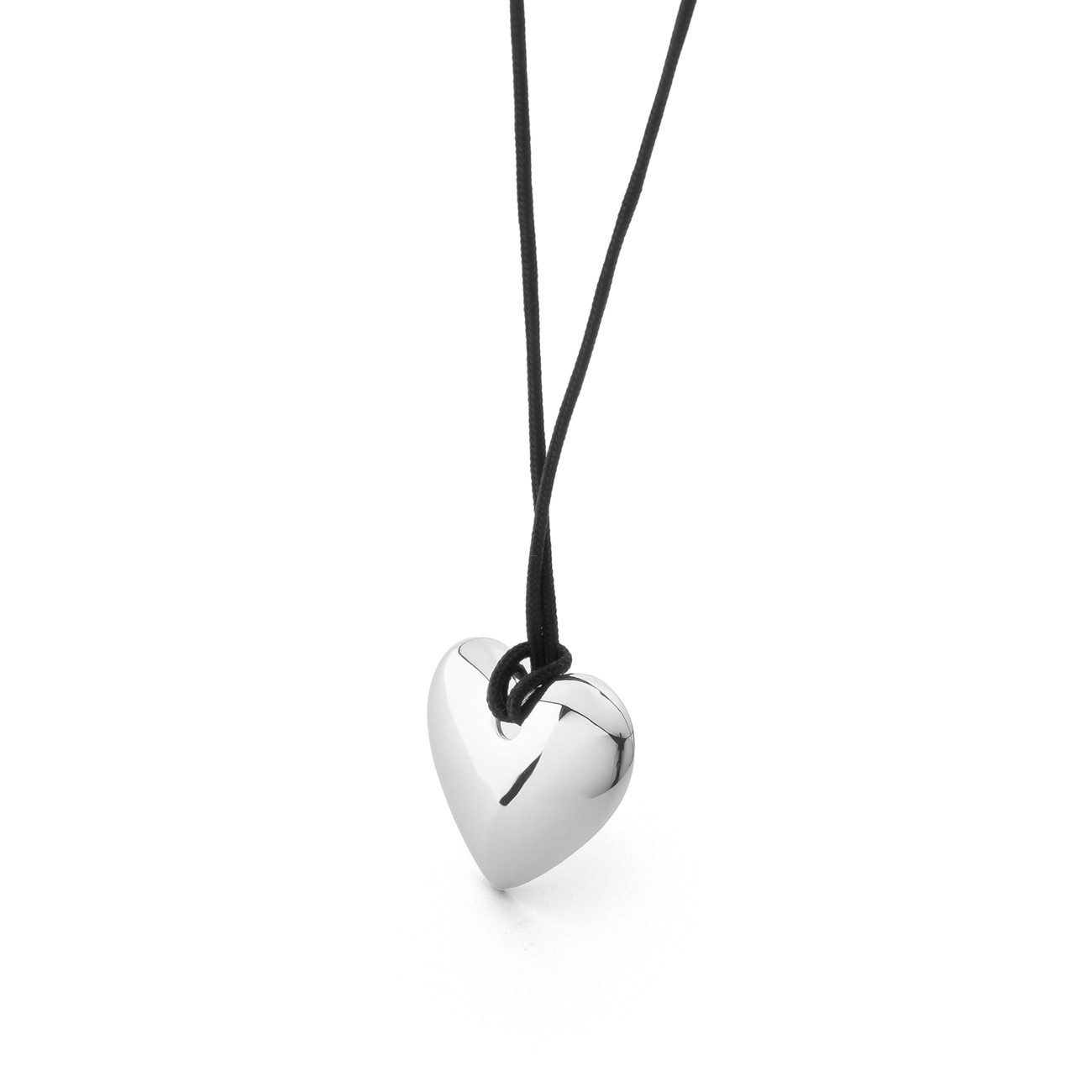 Cord necklace with silver heart, sterling silver 925