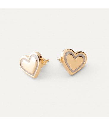 Heart earrings with white resin, sterling silver 925