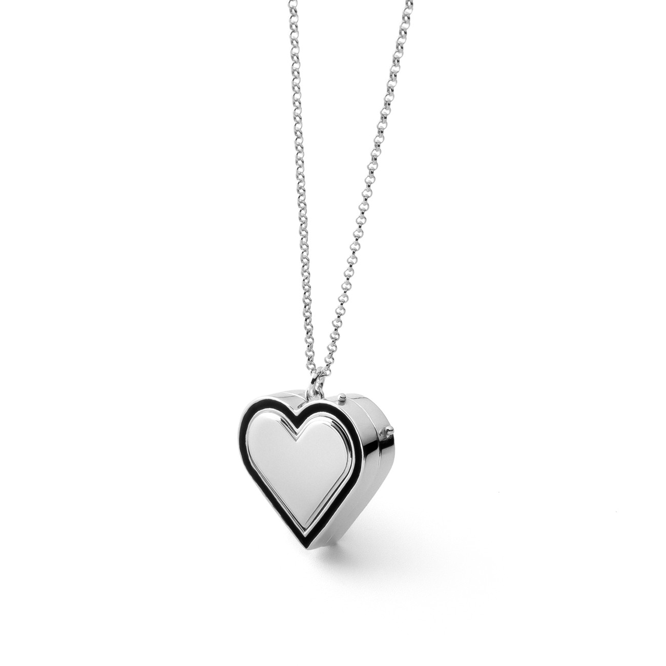Silver heart locket pendant necklace, sterling silver 925