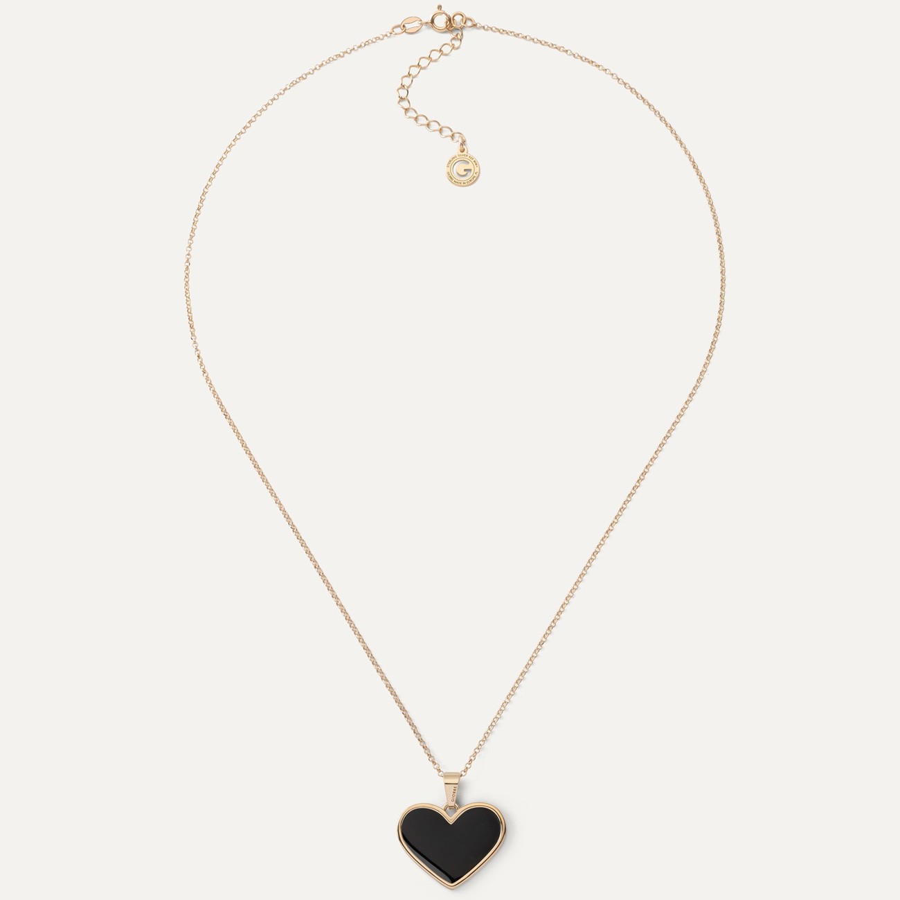 Black resin heart necklace, sterling silver 925