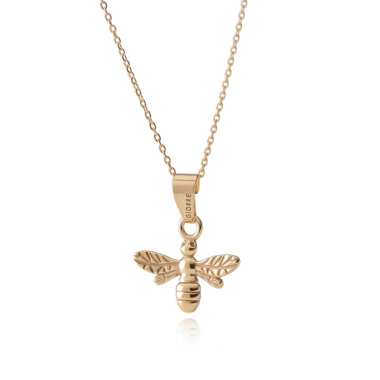Gold bee necklace, gold 14K