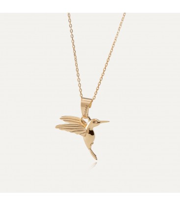 Gold hummingbird necklace, gold 14K