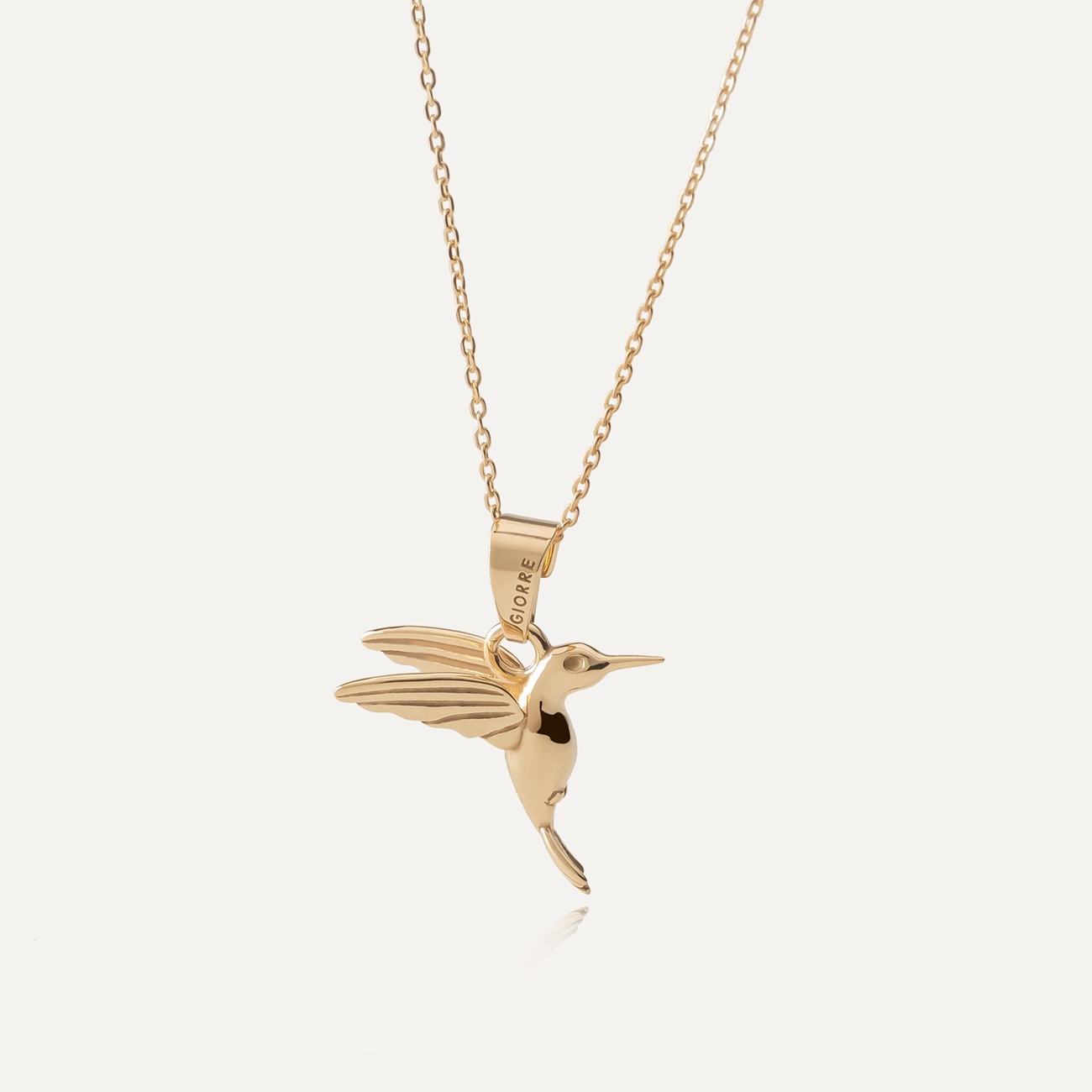 Gold hummingbird necklace, gold 14K