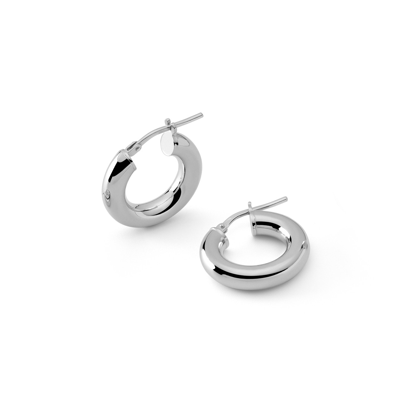 Round hoop earrings 2,5 cm with clasp, silver 925
