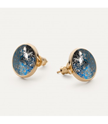 Silver crystal stud earrings - Blue Patina