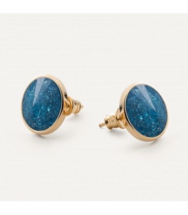 Silver crystal stud earrings - Midnight Blue