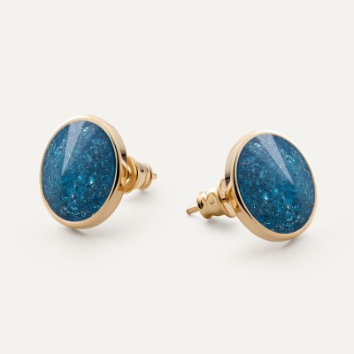 Silver crystal stud earrings - Midnight Blue