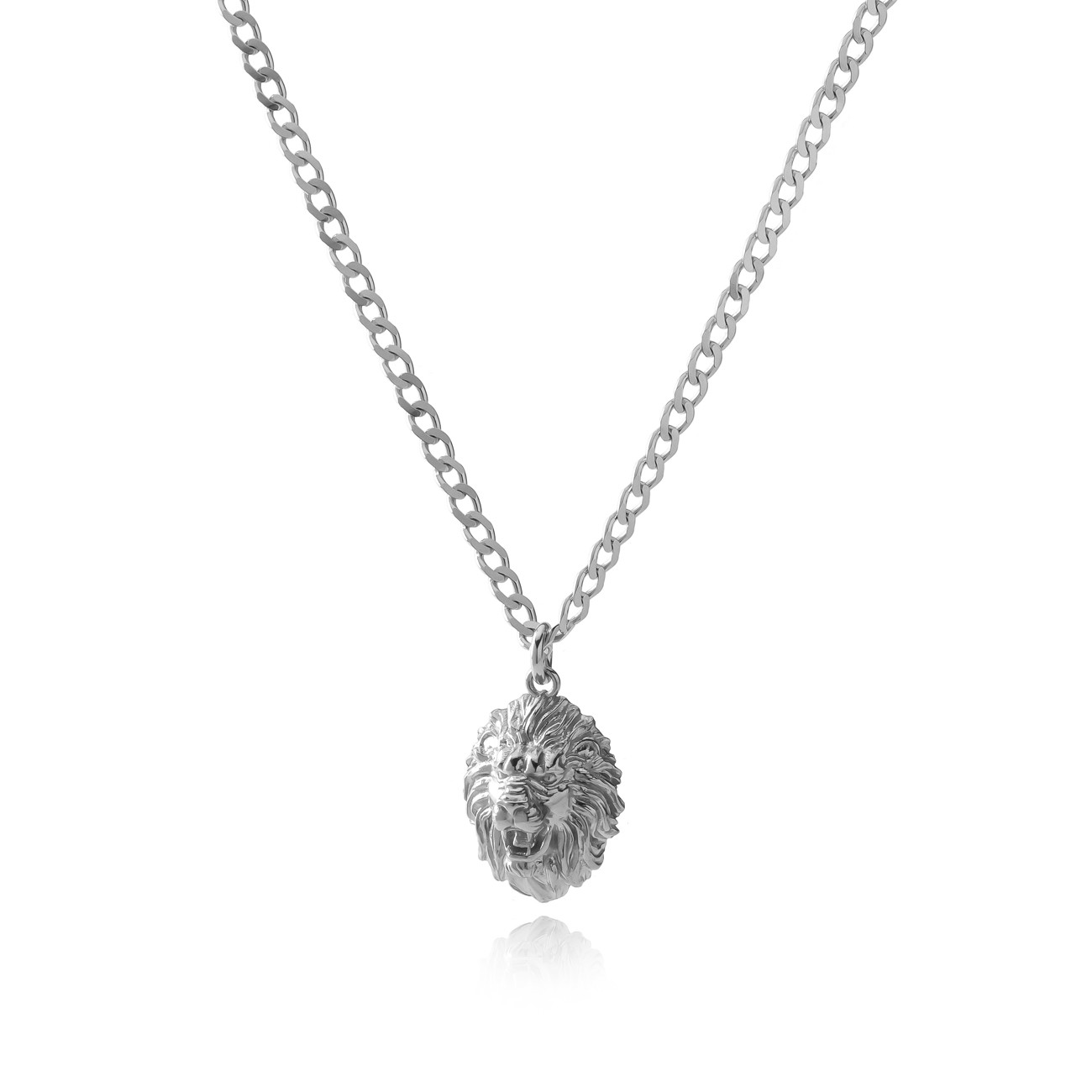 Men's lion necklace, sterling silver 925