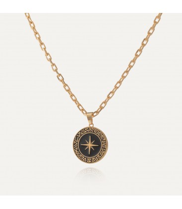 Men's compass necklace, silver 925