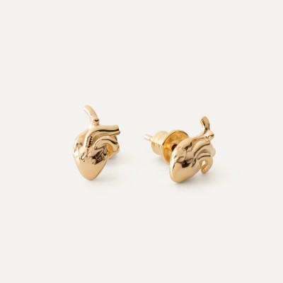 Silver anatomical heart earrings