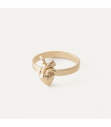 Silver anatomical heart ring