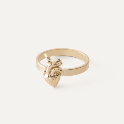 Silver anatomical heart ring