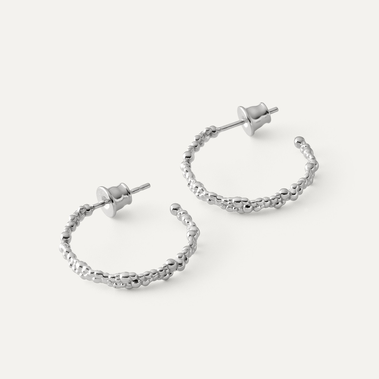 Semi-circle bubble earrings with balls, sterling silver 925