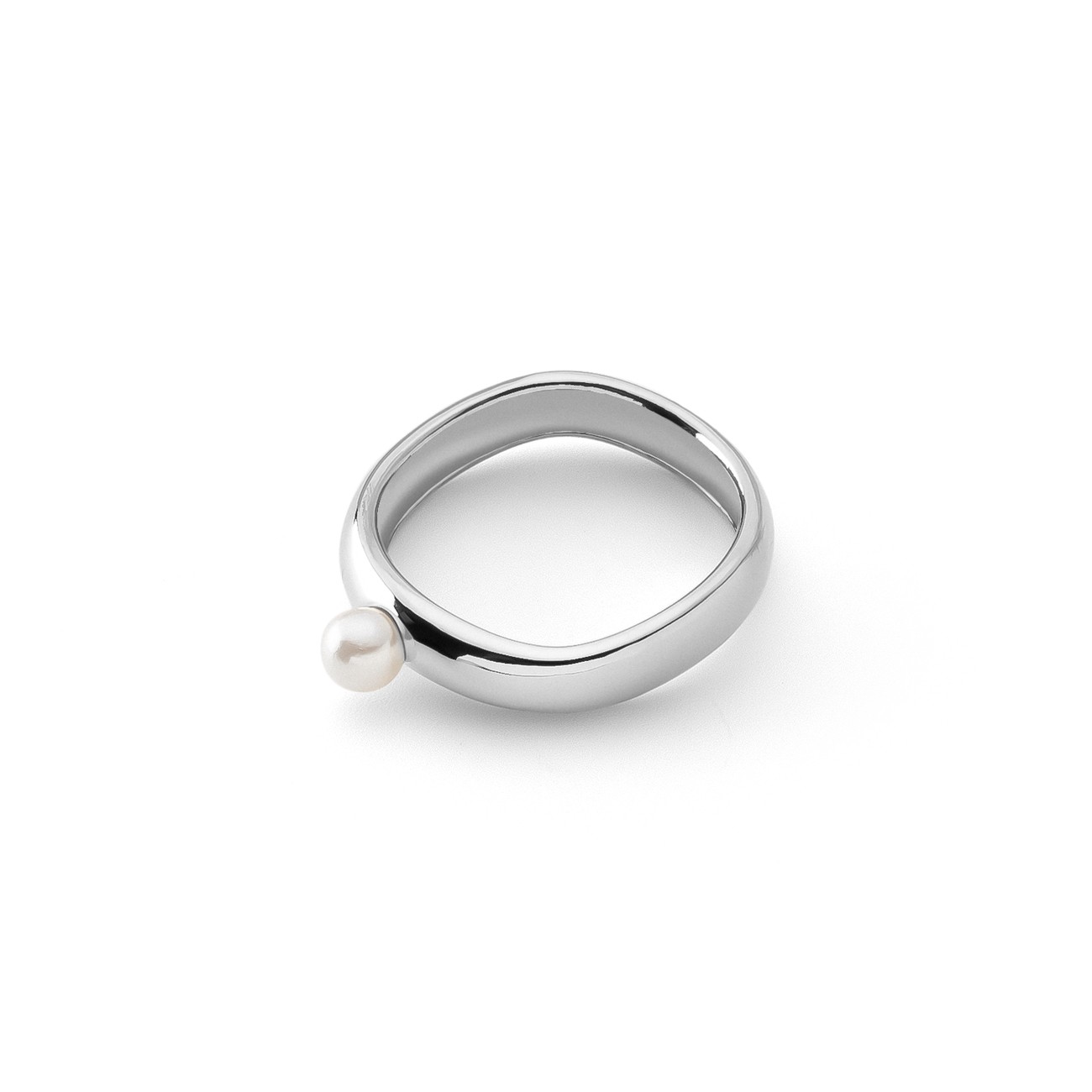 Wave ring with pearl, sterling silver 925