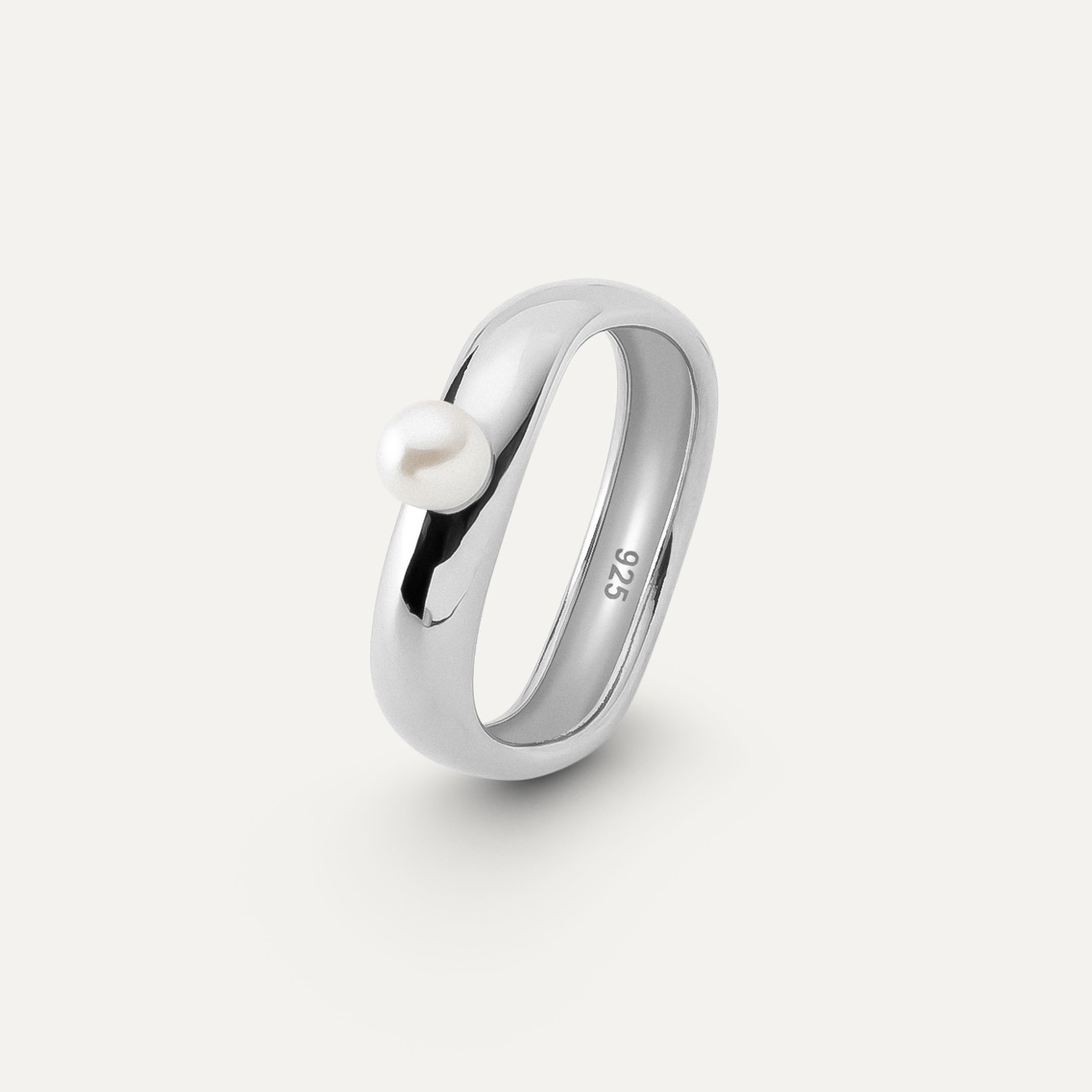 Wave Ring mit Perle, silber 925