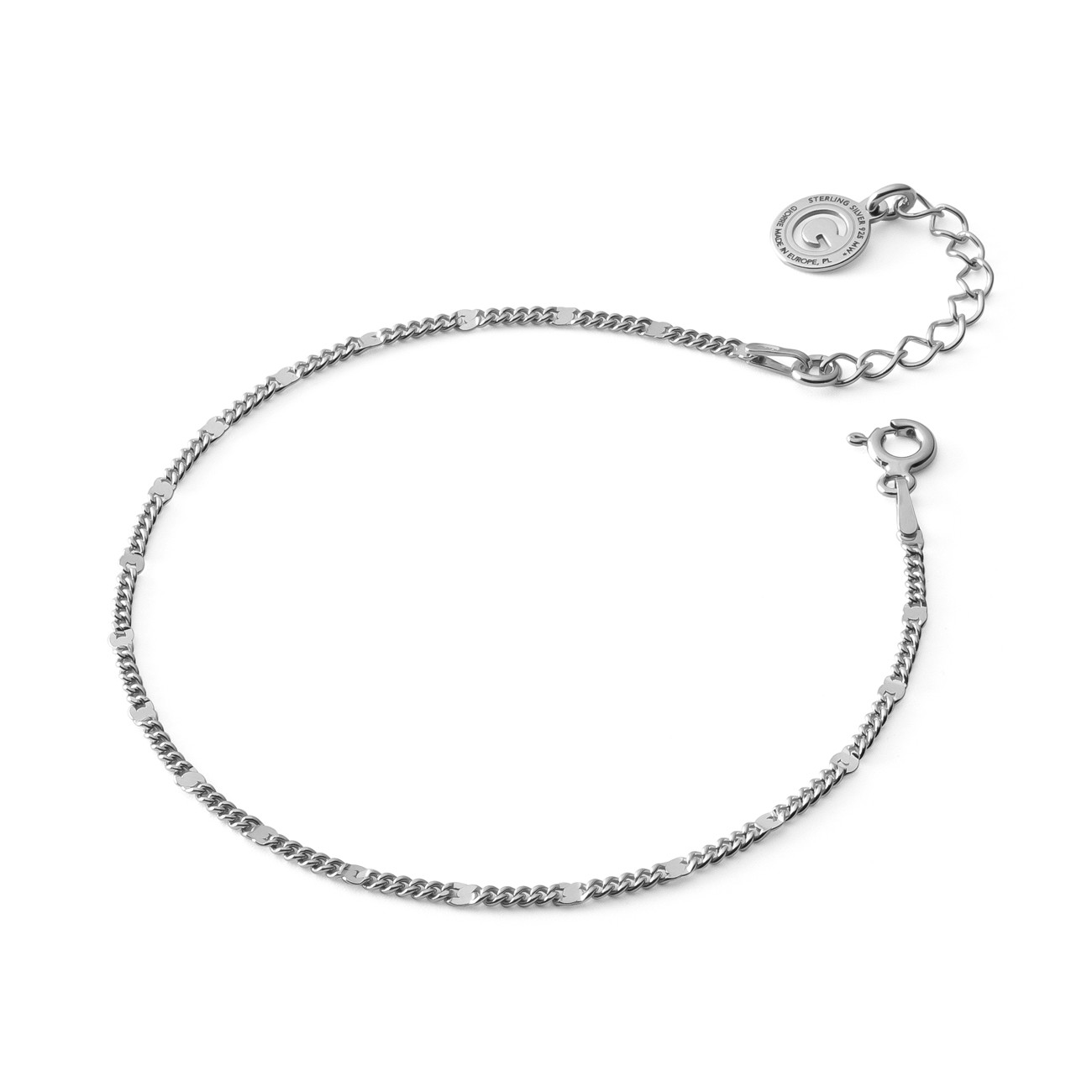 Delicate armor bracelet chain with plates, sterling silver 925