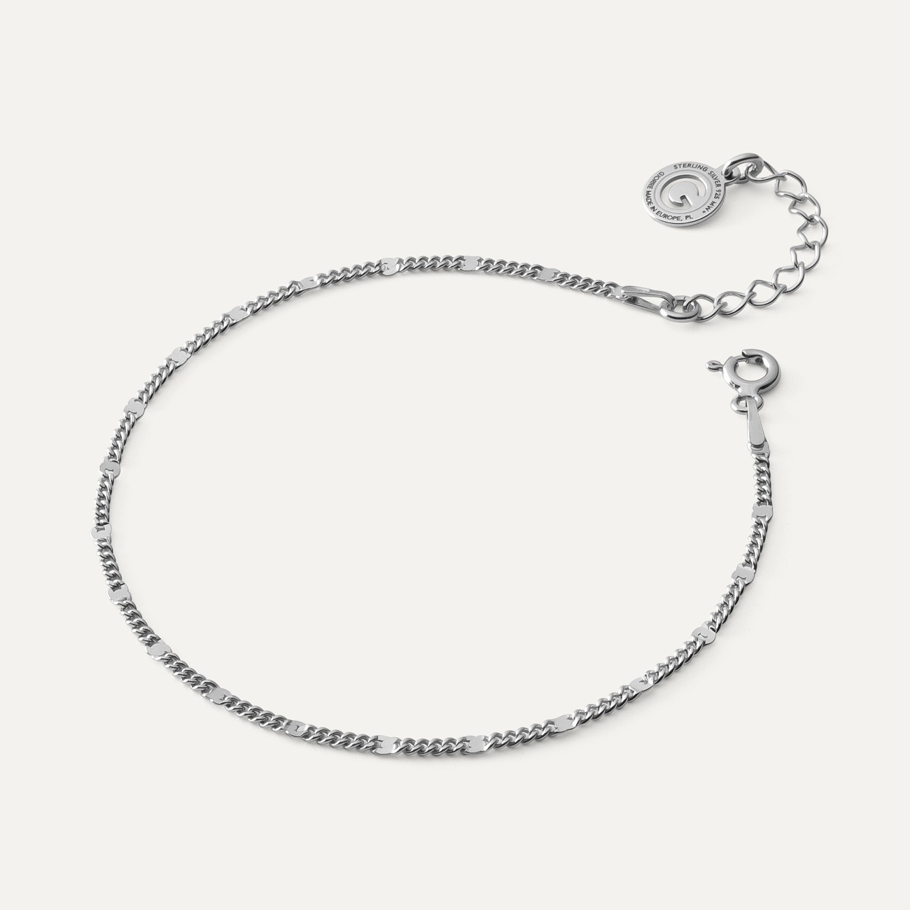 Delicate armor bracelet chain with plates, sterling silver 925