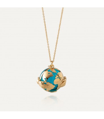 Globe necklace, sterling silver 925