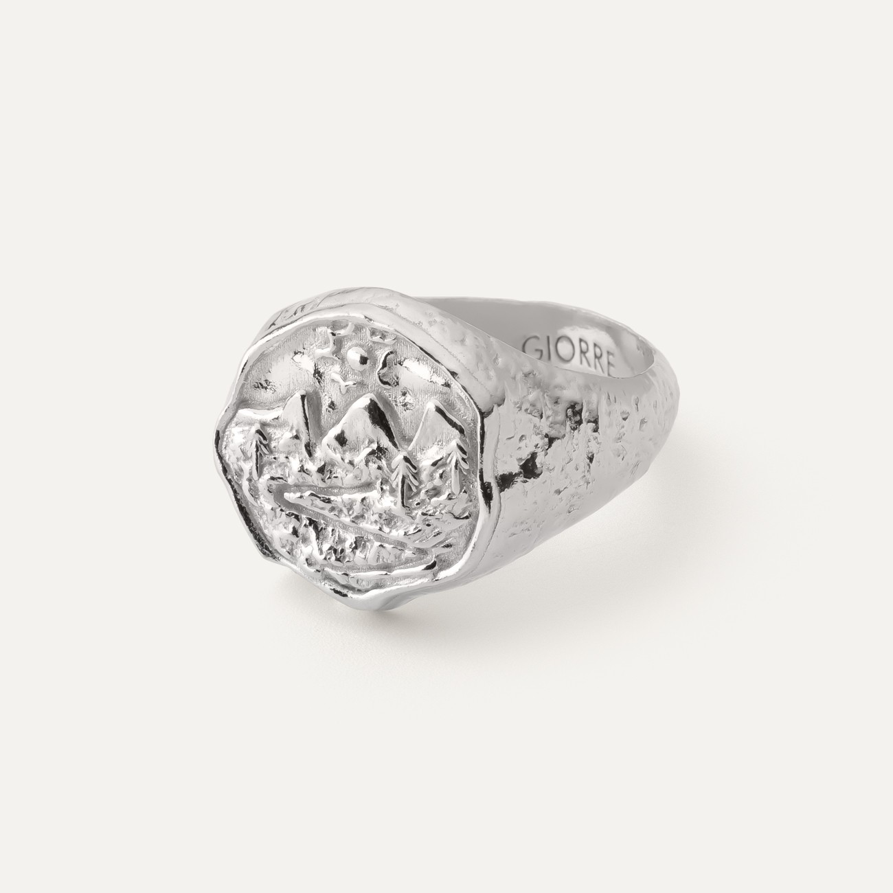 Mountain signet ring, 925 silver