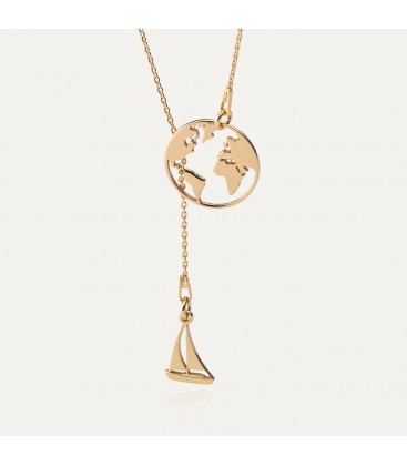 Sailboat globe necklace, sterling silver 925
