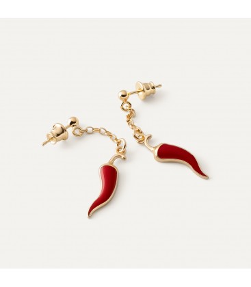 Chili pepper earrings, sterling silver 925