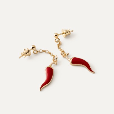 Chili pepper earrings, sterling silver 925